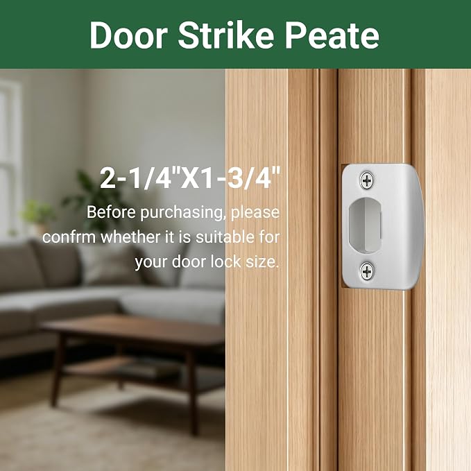 Door Strike Plate Univeral 2-1/4"x1-3/4" Door Lock Strike Plate, 1 Pack | - Image 6
