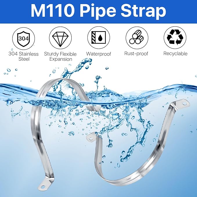 30 Pcs 4 Inch Pipe Strap Clamp, Reinforced M110 Stainless Steel Conduit Clamps - Image 4