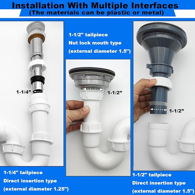White 1 1/4" and 1-1/2" P-Trap Plumbing Kit - Image 5