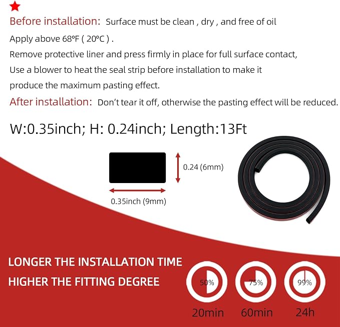 Weather Stripping Seal Strip for Doors/Windows 13Feet, Self-Adhesive - Image 2