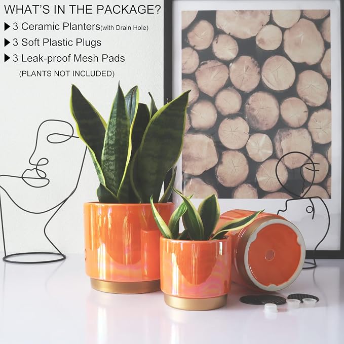 Gepege Ceramic Plant Pots for Indoor Plants, Planters - Image 3