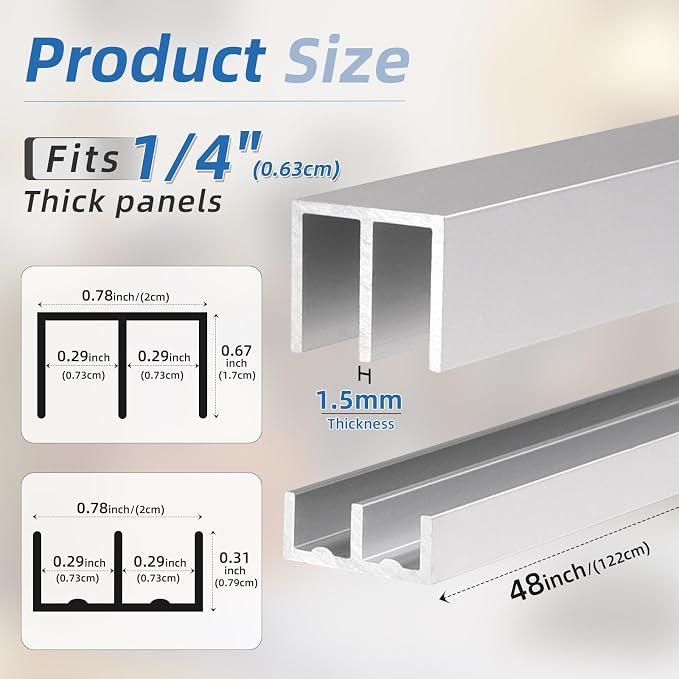 Raytano 2 Sets 48" Metal Sliding Door Track Set - Image 2