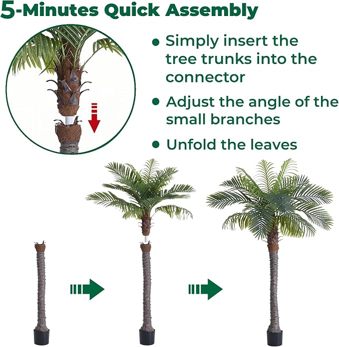 6FT Artificial Coconut Palm, Faux Coconut Silk Palm Tree in Pot | Thick Trunk - Image 7