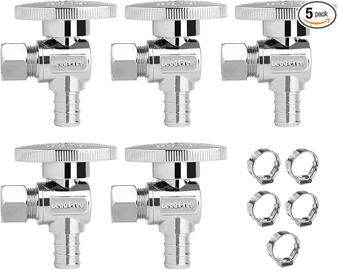 WiseWater Angle Stop Valve 1/2" PEX x 3/8" Compression | Heavy Duty by WiseWater