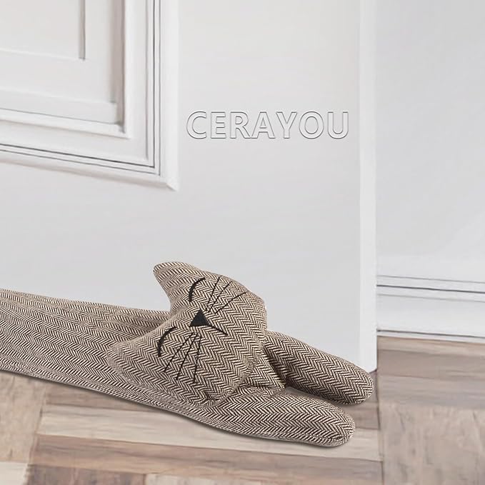 Cat Fabric Under Door Draft Stopper, 3LB Heavy Duty Decorative Soundproof Door by CERAYOU