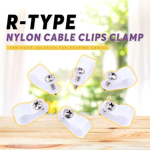 Swpeet 60 Pack White 1/2 Inch Nylon Plastic R-Type Cable Clips Clamp Kit - Image 4