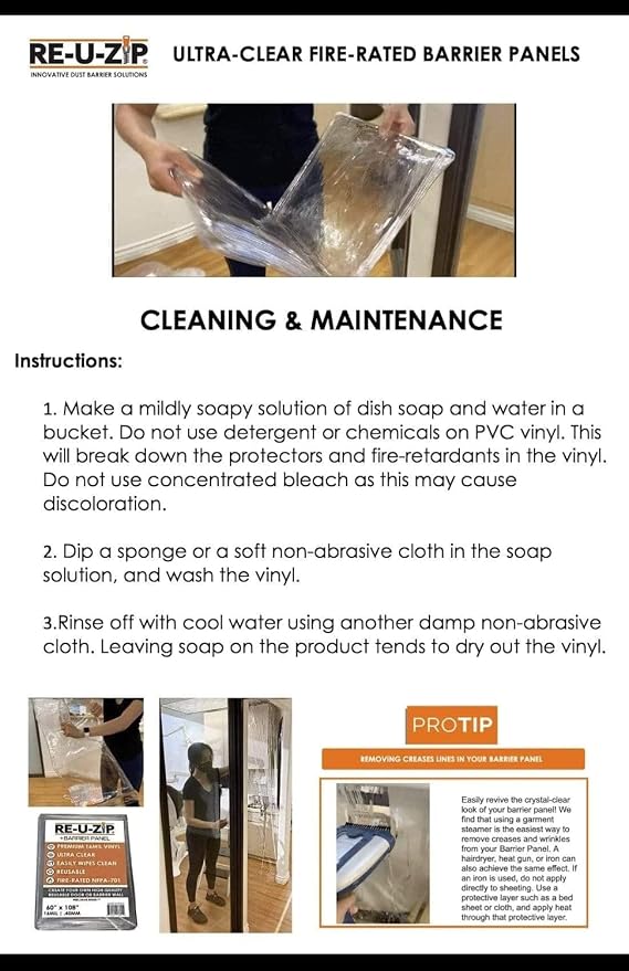 RE-U-ZIP Ultra-Clear Barrier Panel | FR Vinyl Plastic Containment Tarp | - Image 5