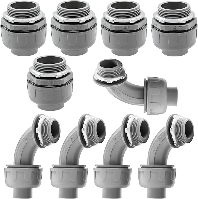 10 Pack 1-1/4 Inch Liquid Tight Connectors by Feotech