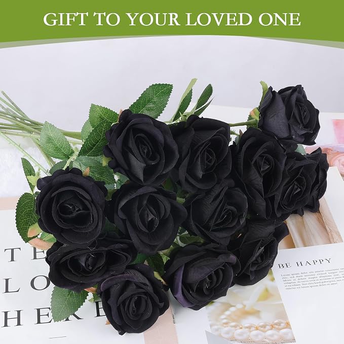Hananona 50 Pcs Artificial Roses in Bulk, Fake Velvet Silk Roses Realistic - Image 6
