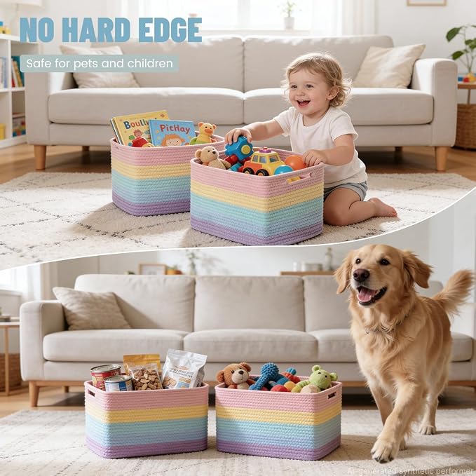 5 Pack Woven Storage Baskets, Decorative Storage Bins - Image 3