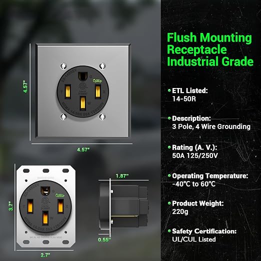 50 Amp EV Charging Receptacle/Nema 14-50 EV Outlet - Image 7