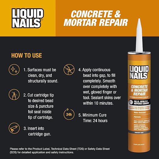 Liquid Nails 10.3 oz Concrete & Mortar Repair Adhesive | Interior/Exterior - Image 3