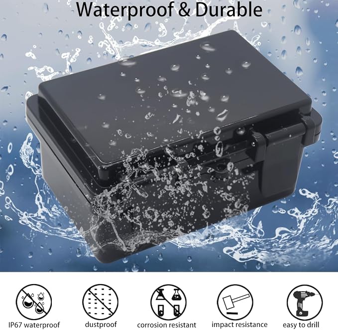Junction Box, Hinged Black Cover IP67 Waterproof ABS Project Box - Image 2