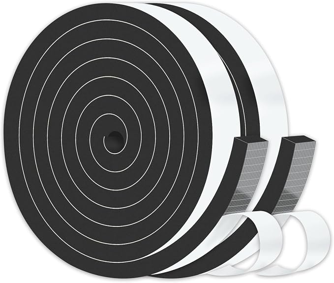 Weather Stripping, High Density CR, Strong Adhesive, 1 in x 3/8 in x 13Ft | by MIKONIYA