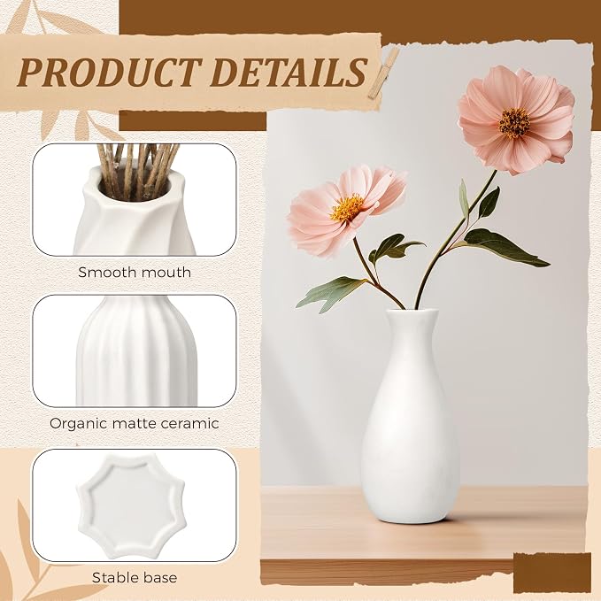 Yaomiao 5'' Small White Ceramic Bud Vases Bulk Set of 24 | Mini Flower Vase Bulk - Image 3