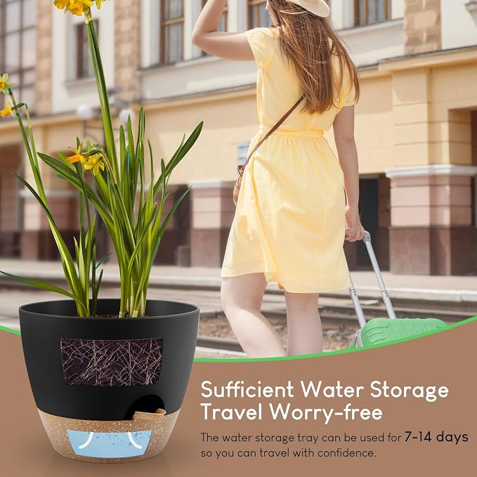 YNNICO Plant Pots 10/9/8/7.5/7 inch, Self Watering Planters - Image 5
