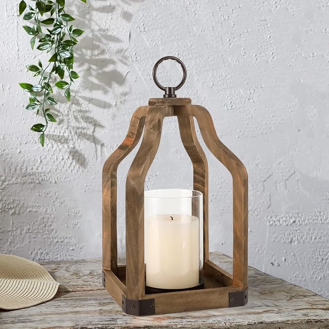 Rustic Wood Lantern Candle Holder - Image 4