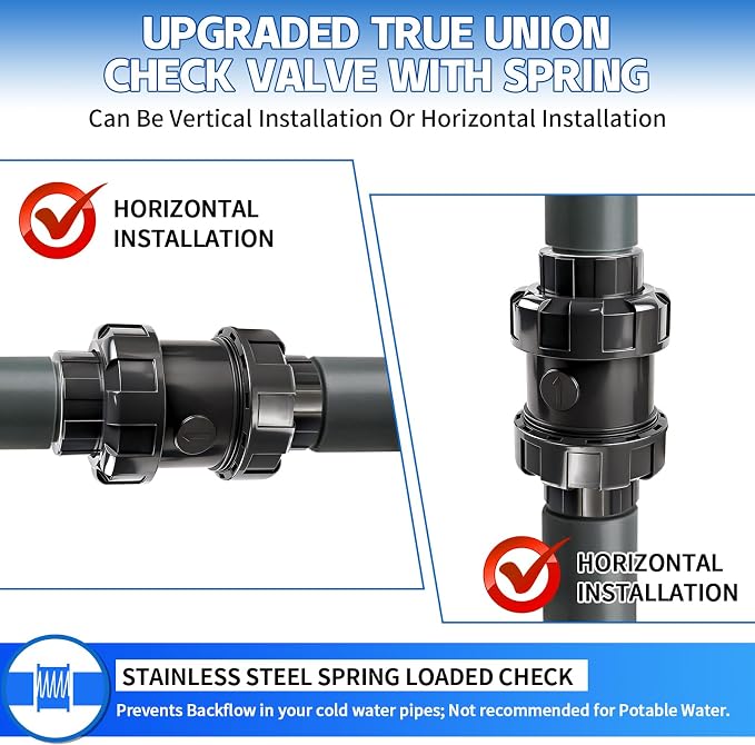 1-1/4inch NPT PVC Check Valve, SCH80 Full Port Water Pump Ball Check Valve | - Image 4