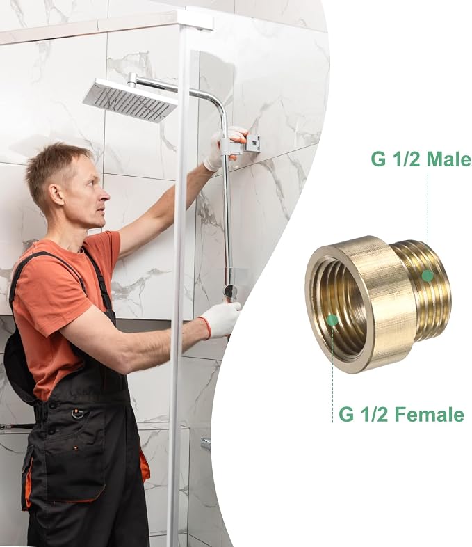M METERXITY Shower Head Extension Arm, Brass G1/2 Male to Female Extension Pipe - Image 4