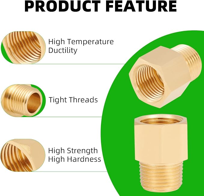 Brass Pipe Fitting, 3/8 Inch NPT Male to 3/8 Inch NPT Female Brass Pipe Hose - Image 3