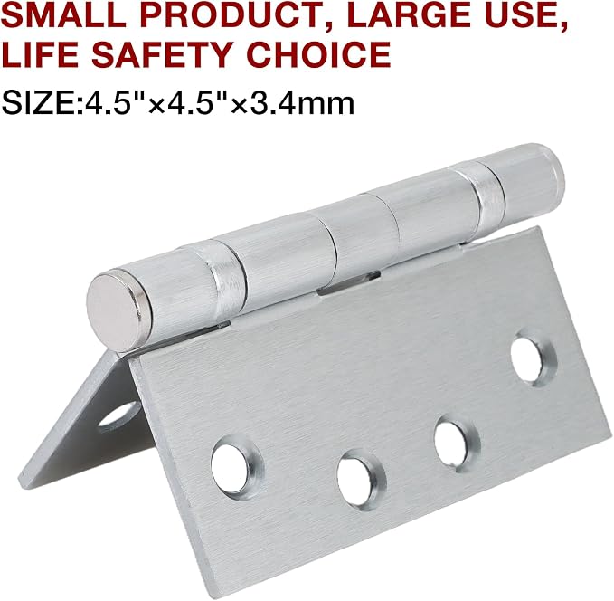 TDCHINGES Heavy Duty Door Hinges Satin Chrome 4.5" x 4 1/2" Square 3 Pack | - Image 6
