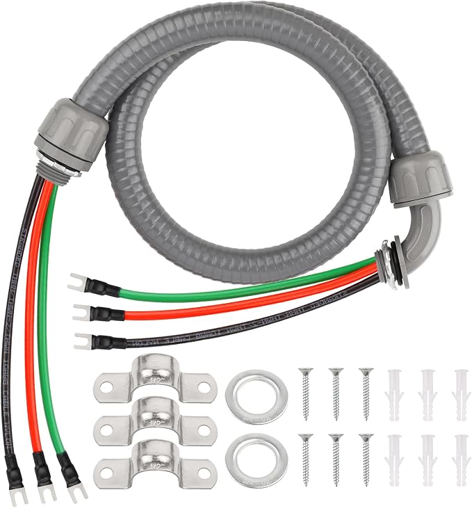 4FT Non-Metallic Liquid-Tight Conduit Kit, 1/2" Pre-Wired Electrical Whip by XRDS-RF