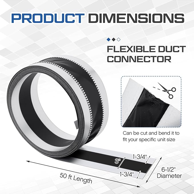 Zonon 6-1/2 x 50 ft Vinyl Flexible Duct Connector Canvas Duct Connector Roll - Image 2