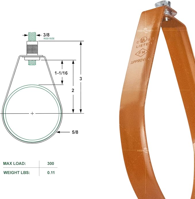 Highcraft ITS-FD112-10 Swivel Loop Pipe Hanger, Copper Epoxy Coated Steel - Image 7