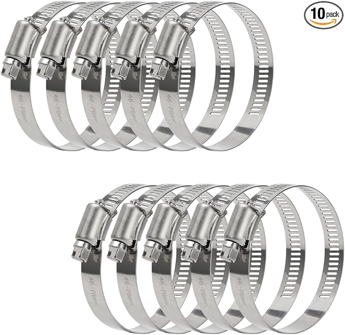 Bates- Hose Clamps, 2.5 Inch, 10 Pack, Adjustable from 1.4"-2.75" | 304 by BatesChoice