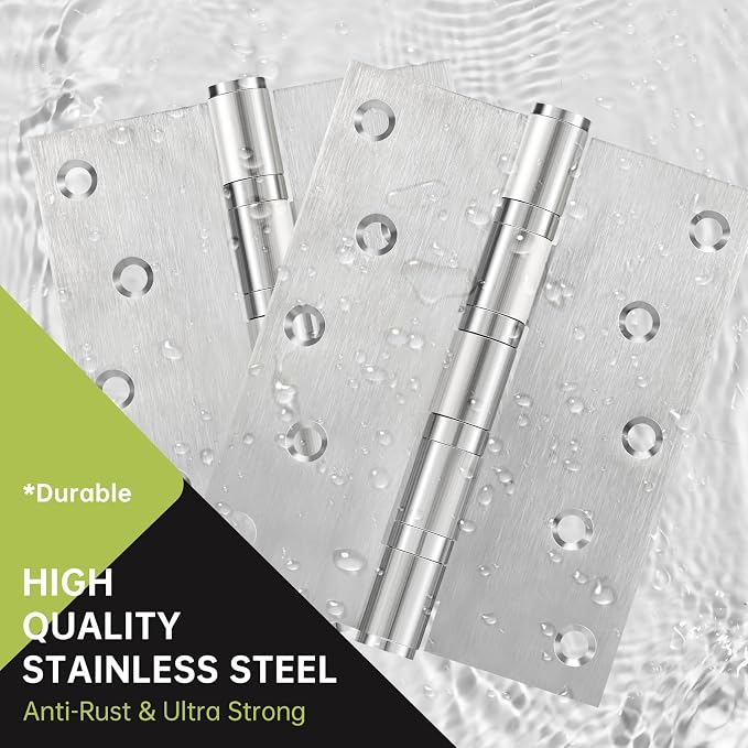 5" Ball Bearing Door Hinges 3 Pack, Heavy Duty Stainless Steel Hinge 5 x 4 Inch - Image 5