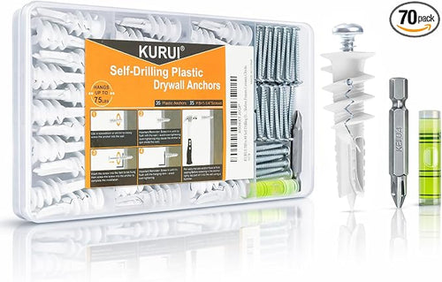 #8 Self Drilling Drywall Anchors and Screws, Heavy Duty Dry Wall Anchors Holds by KURUI