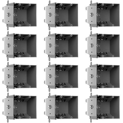 Adjustable 2-Gang 34 Cu. in. Grey Electrical Outlet Box ETL 12-Pack | by HUIXHAO