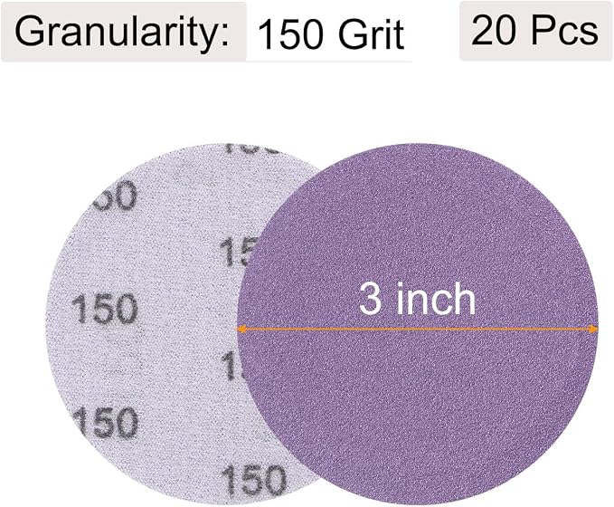 uxcell 20Pcs 3-Inch Purple Sanding Discs 150 Grits Hook and Loop Professional - Image 2