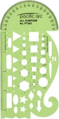 Pacific Arc All Purpose Template Guide, Featuring A Protractor, 4 Inch Ruler by PacificArc
