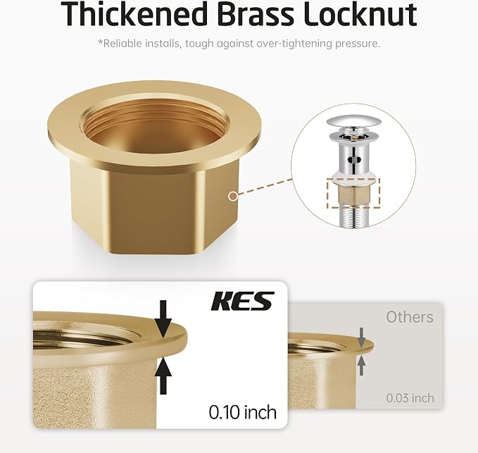 KES Bathroom Sink Drain with Detachable Hair Catcher Basket, Pop Up Drain - Image 8
