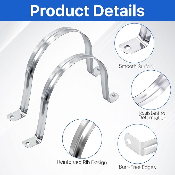 30 Pcs 4 Inch Pipe Strap Clamp, Reinforced M110 Stainless Steel Conduit Clamps - Image 3