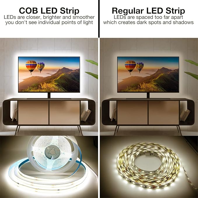 DAYBETTER COB LED Strip, 16.4 ft White LED Strip Lights, Dimmable LED Light - Image 3