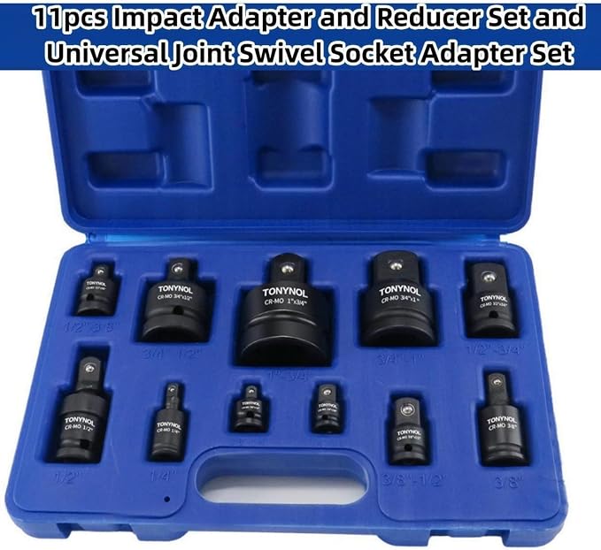 TONYNOL 11pcs Impact Adapter and Reducer Set and Universal Joint Swivel Socket - Image 2