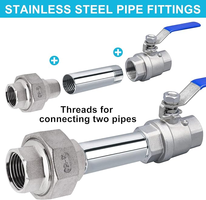 2PCS Cast Pipe Fittings Union, 1/2" NPT Male x 1/2" NPT Female 304 Stainless - Image 6