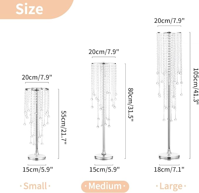 NUPTIO Tall Silver Centerpiece for Table, for Flowers Arrangement, Anniversary - Image 3