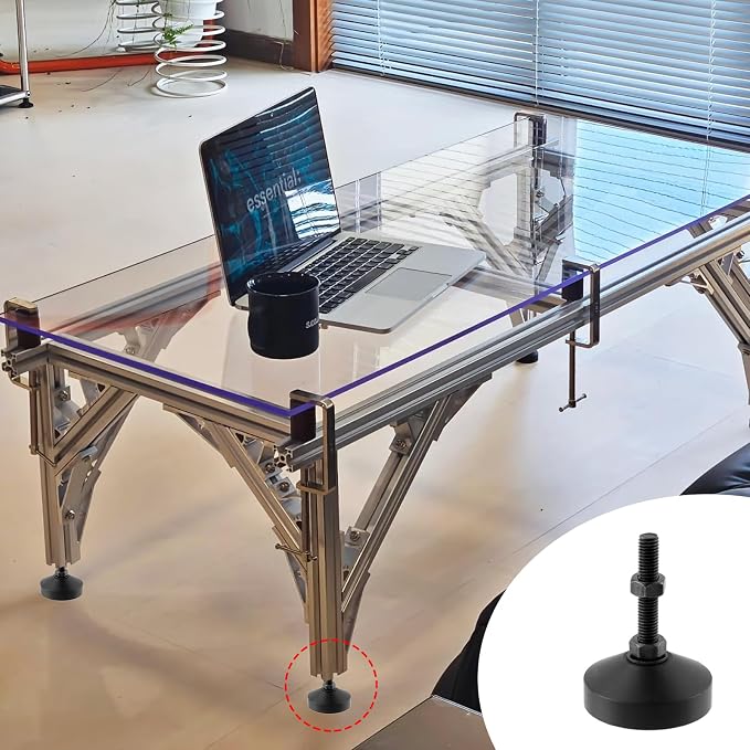 Antrader 4Pcs M8 Thread Adjustable Furniture Leveling Feet, 2 Inch Dia Base | - Image 2