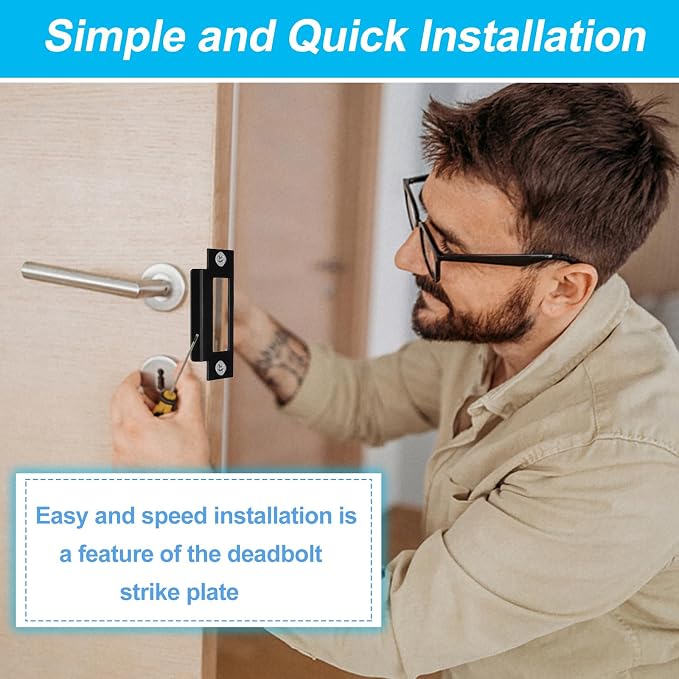 4Pcs 4-7/8" Universal Door Strike Plate Replacement Stainless Steel Plated Lock - Image 6