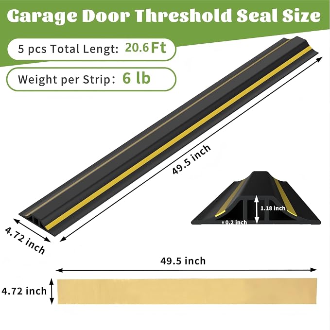 1.25" H Garage Door Threshold Seal, Total 20.6FT - Image 2