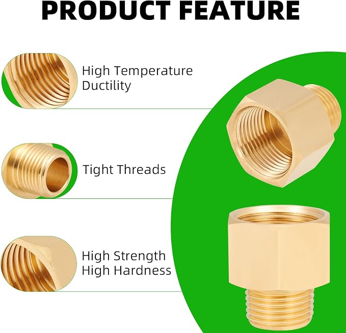 Brass Pipe Fitting, 1/2 Inch NPT Male to 3/4 Inch NPT Female Brass Pipe Hose - Image 3