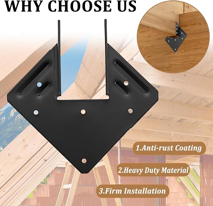 25 PCS Joist Hanger 2x6, 13-Gauge Heavy Duty Hurricane Ties-2.2mm Thickness | - Image 8