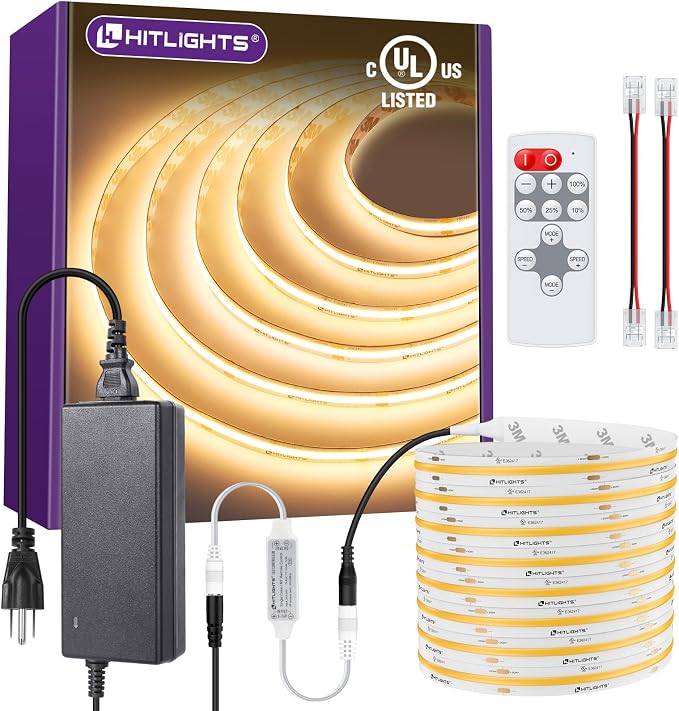 HitLights COB LED Strip Lights Kit Warm White 3000K by HitLights