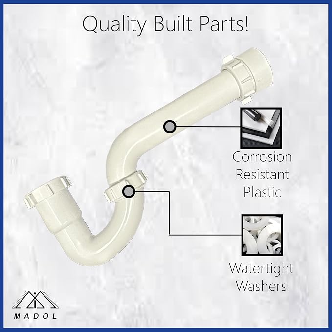 1 1/2" Sink P Trap, Fits 1 1/2" or 1 1/4" Tailpieces, - Image 5