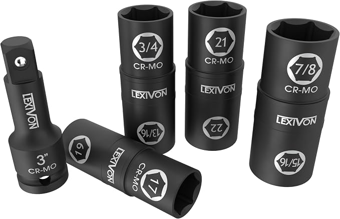LEXIVON Lug Nut Impact Socket Set, 1/2-Inch Drive | Innovative 8-IN-4 Flip - Image 5