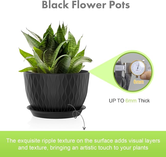 Meowell 12/10/9 inch Large Plant Pots, 3 Pack Wide Flower Pots - Image 3