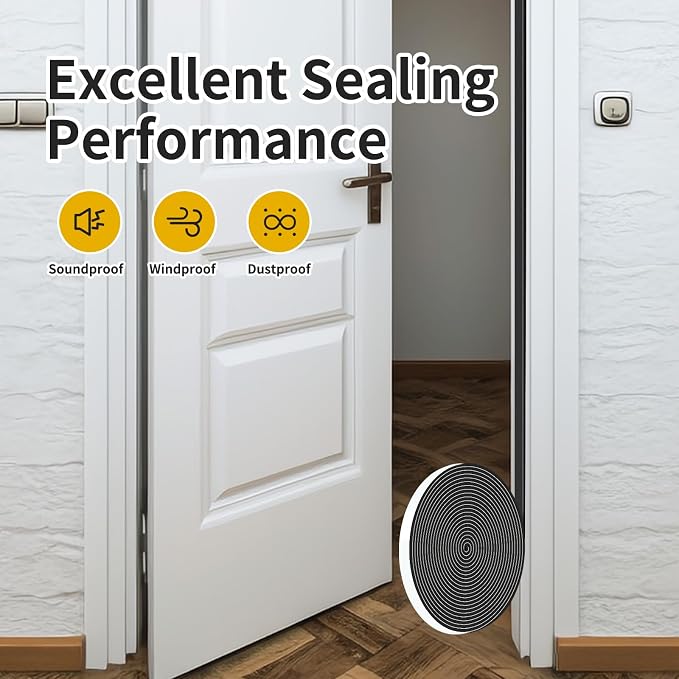 Door Seal Strip, High Density CR Insulation Tape, 3/8 in x 1/8 in x 16.5Ft | - Image 7